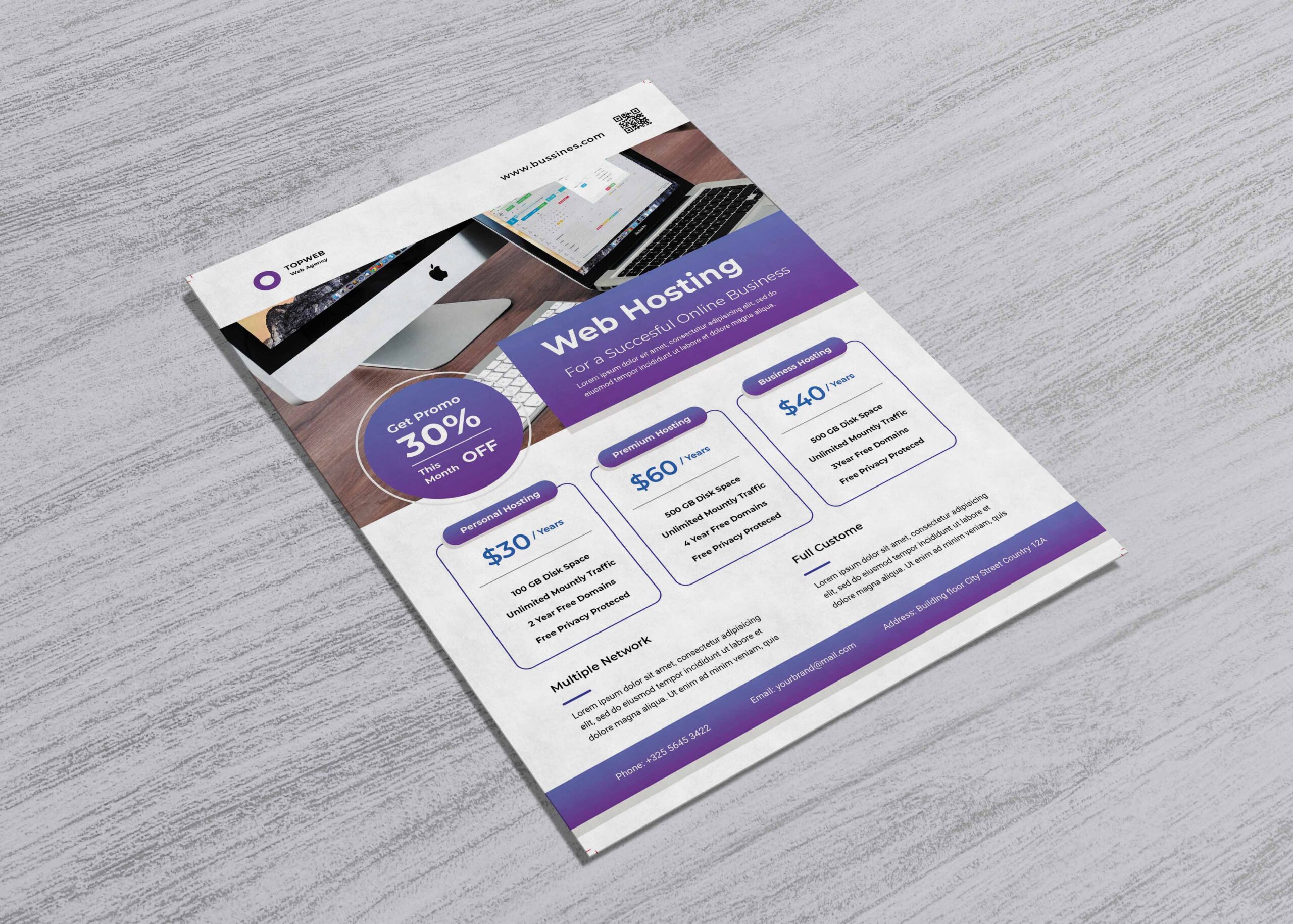 Elite web hosting flyer template
