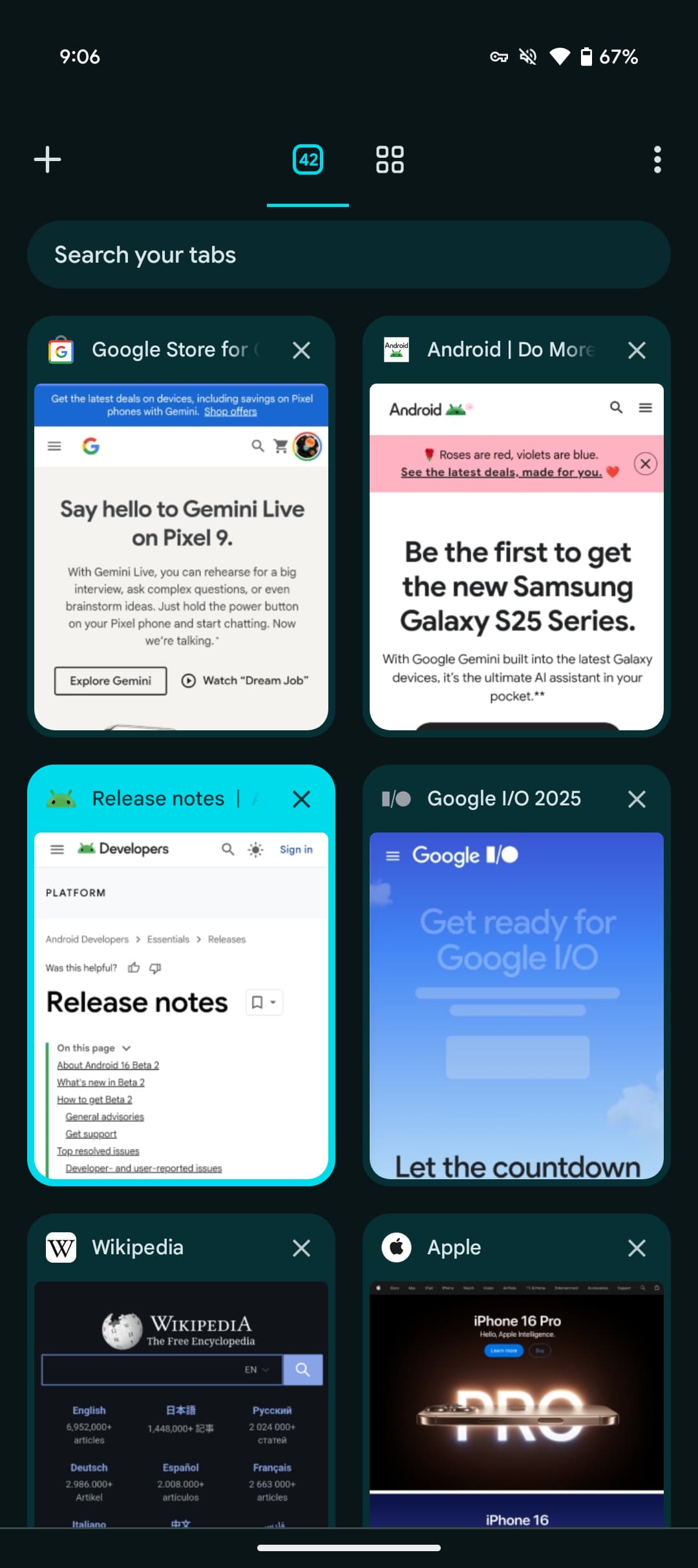 Chrome Android tab search