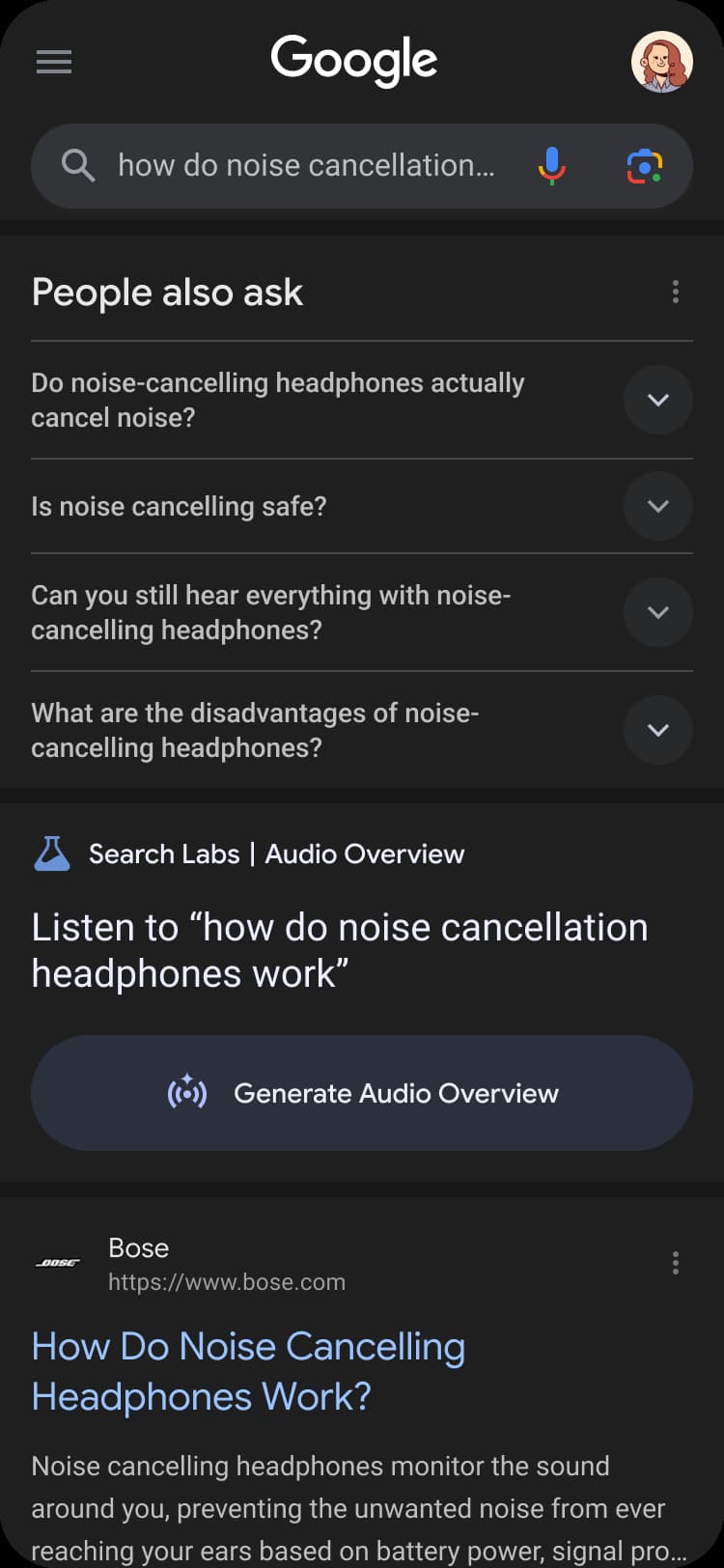 Google Search Audio Overviews