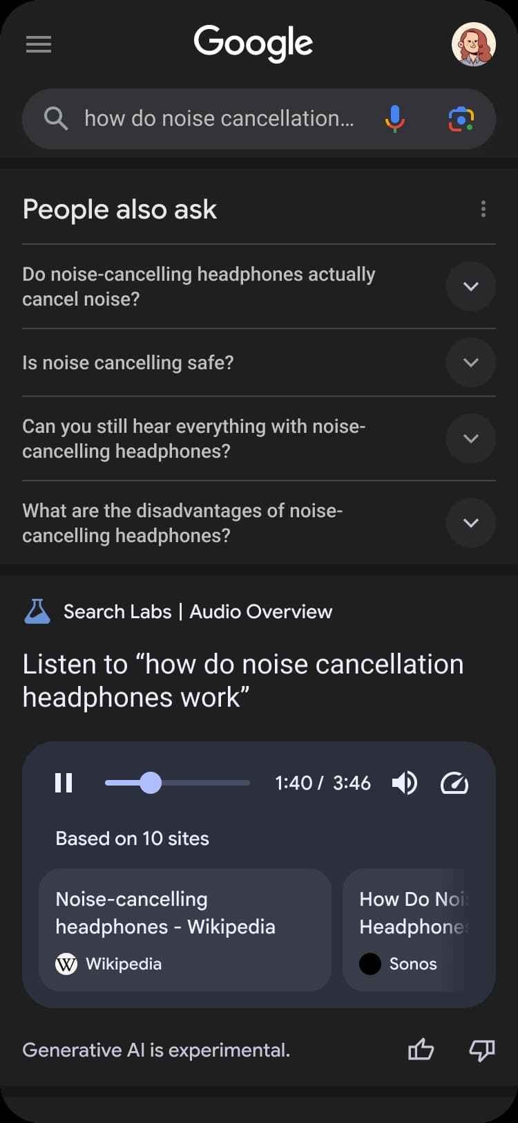 Google Search Audio Overviews