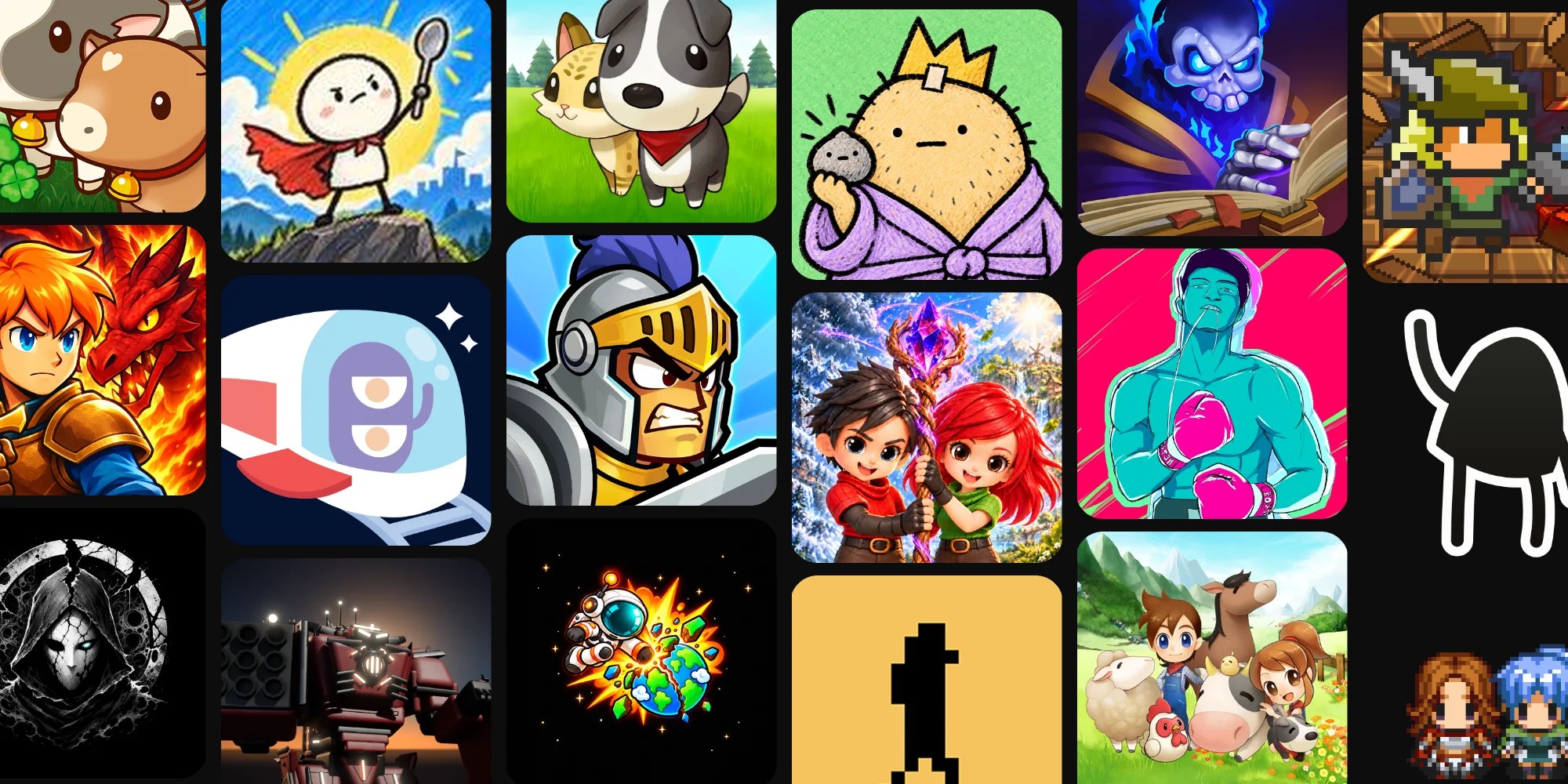 A collage of cartoon characters