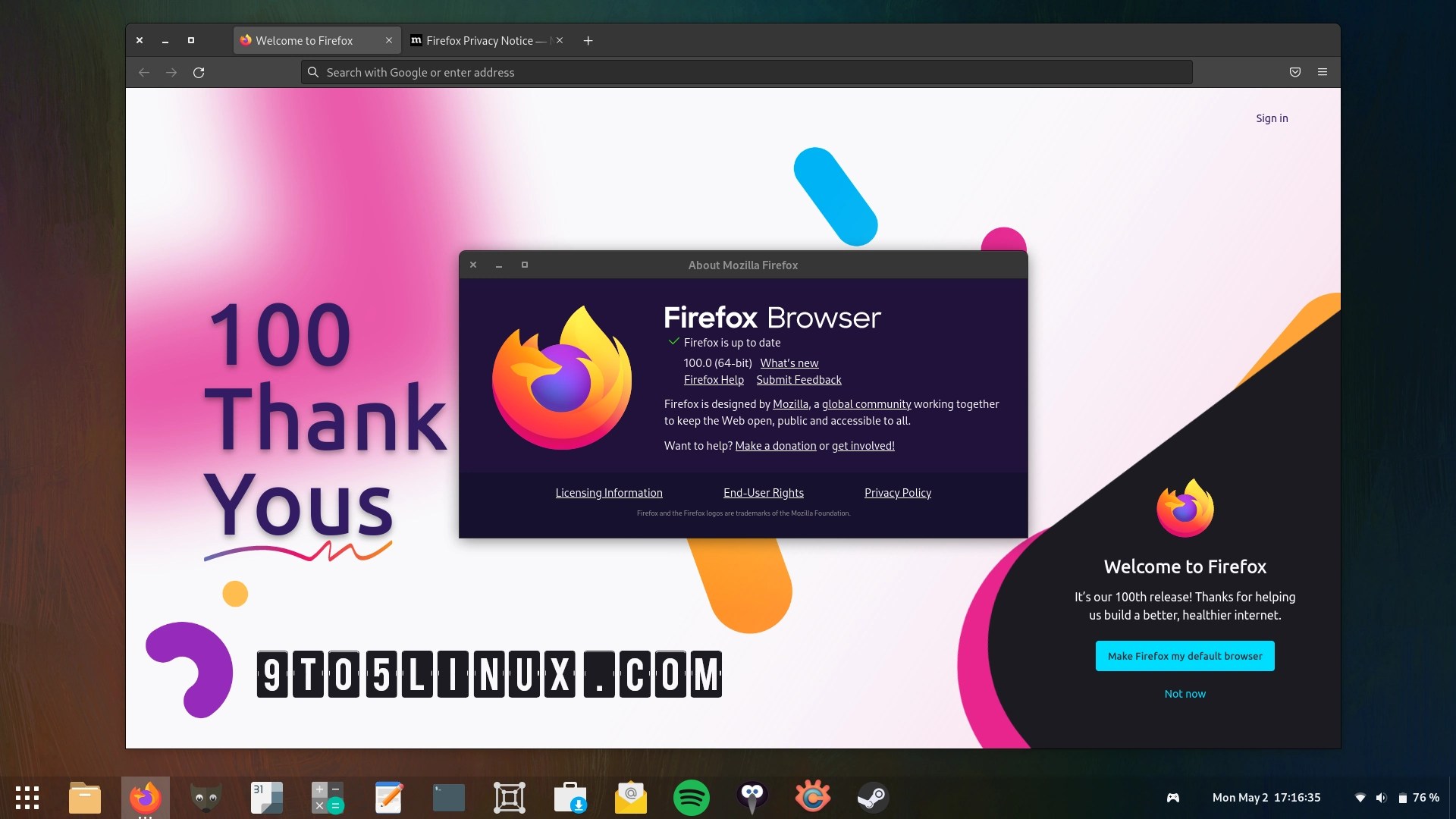 Firefox 100 Is Now Available for Download, Enables GTK Overlay