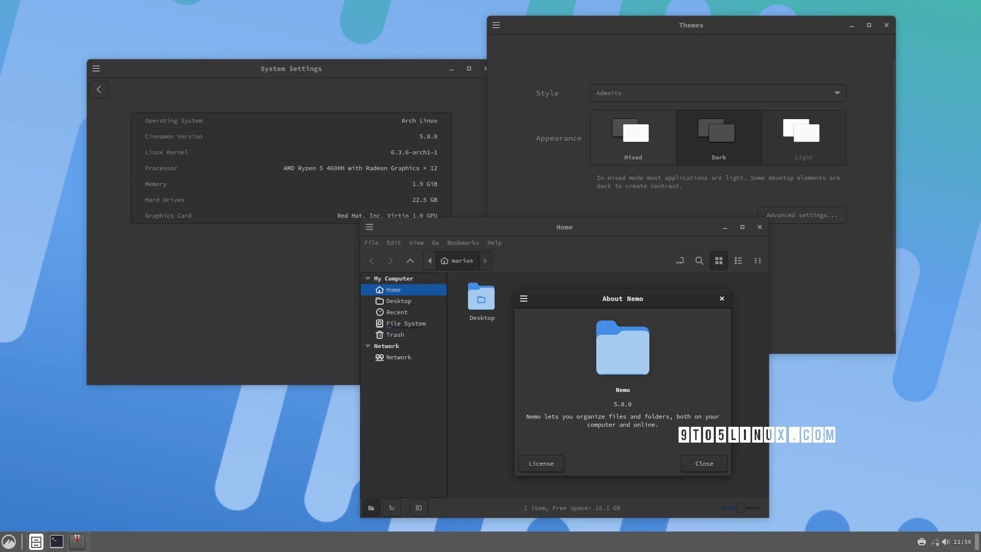 Cinnamon 5.8 Desktop Released with Gestures, Dark Mode, Styles