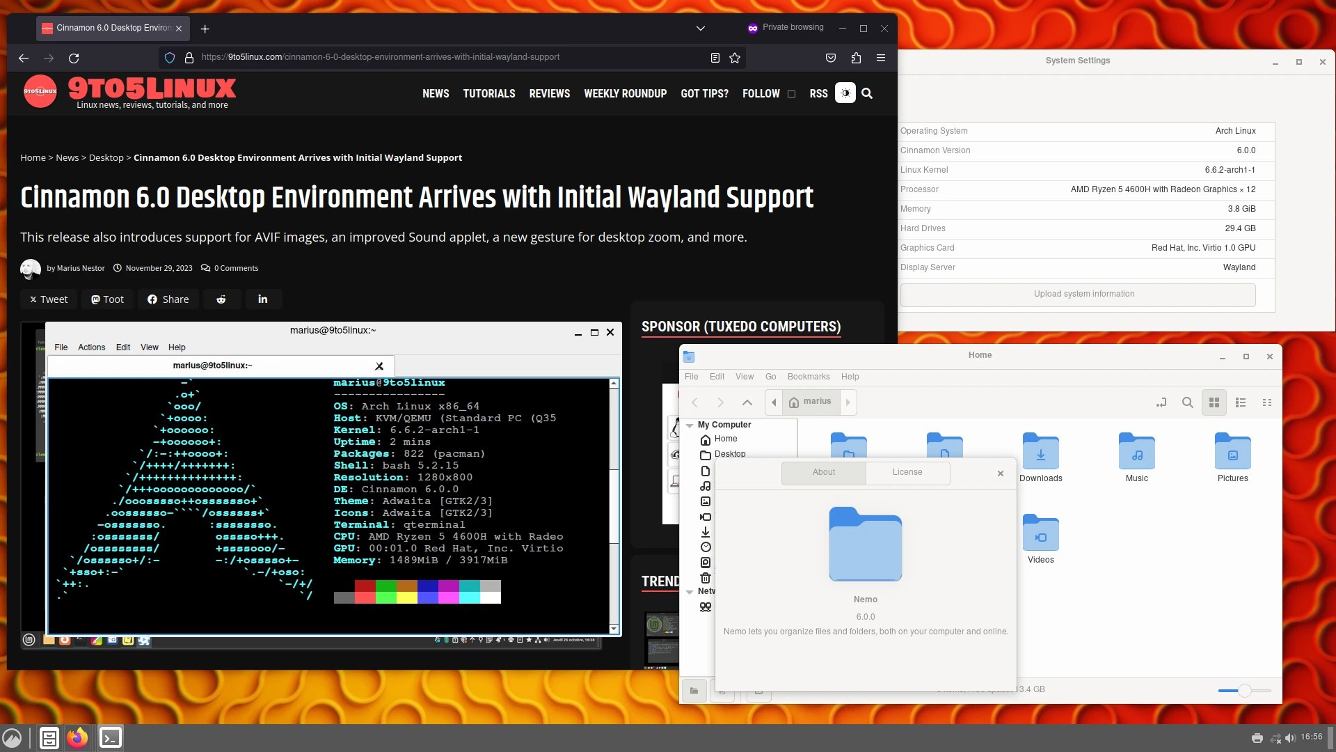 Cinnamon 6.0 Desktop Environment Arrives with Initial Wayland