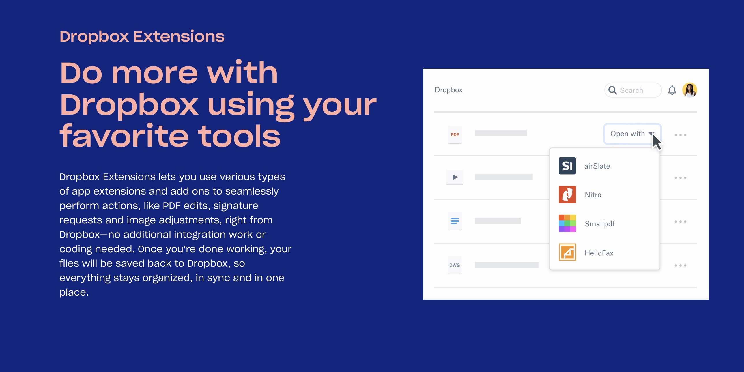 Dropbox App Extensions updated w/ Gmail, Outlook, WhatsApp