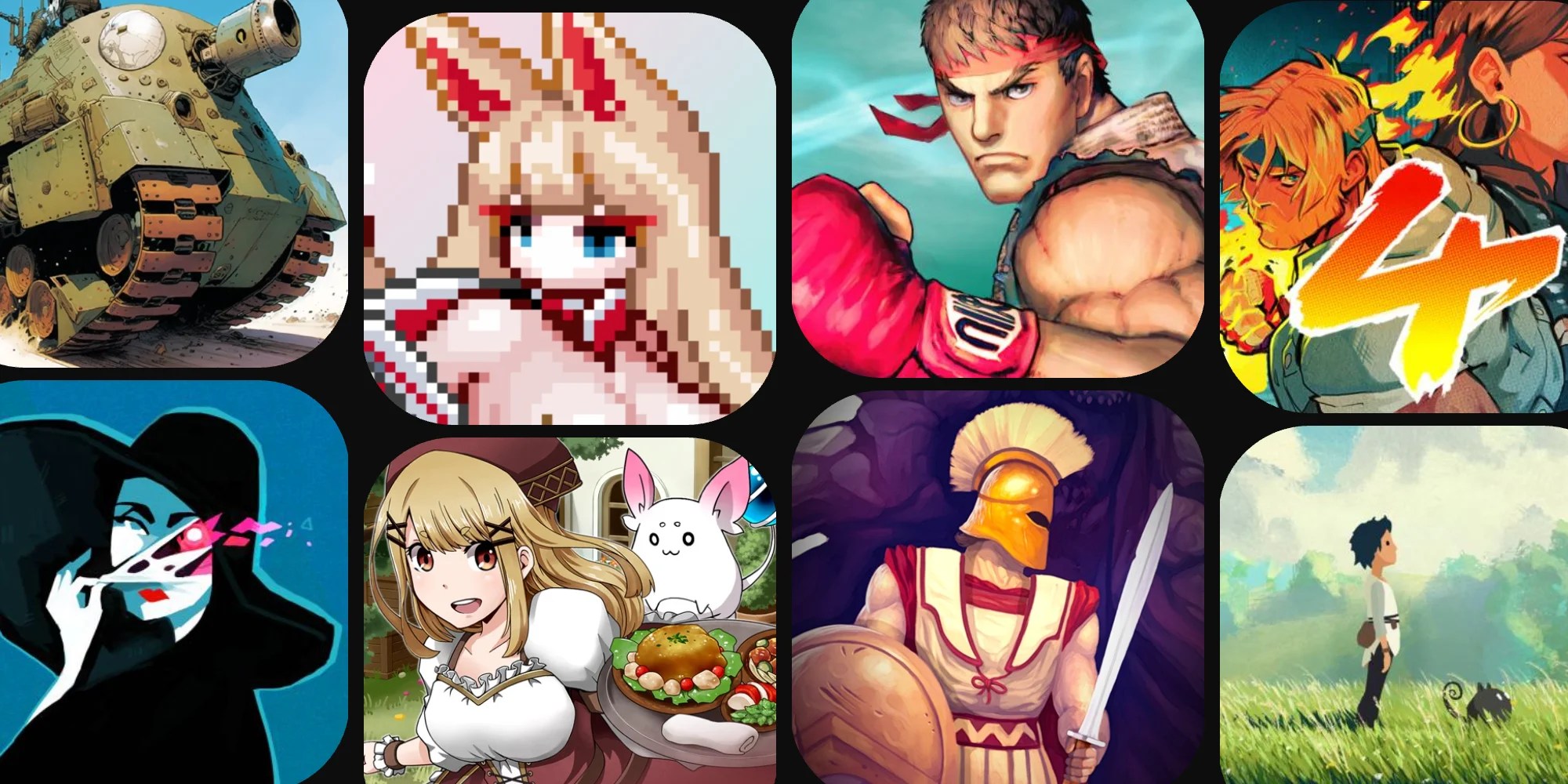 A collage of images of characters