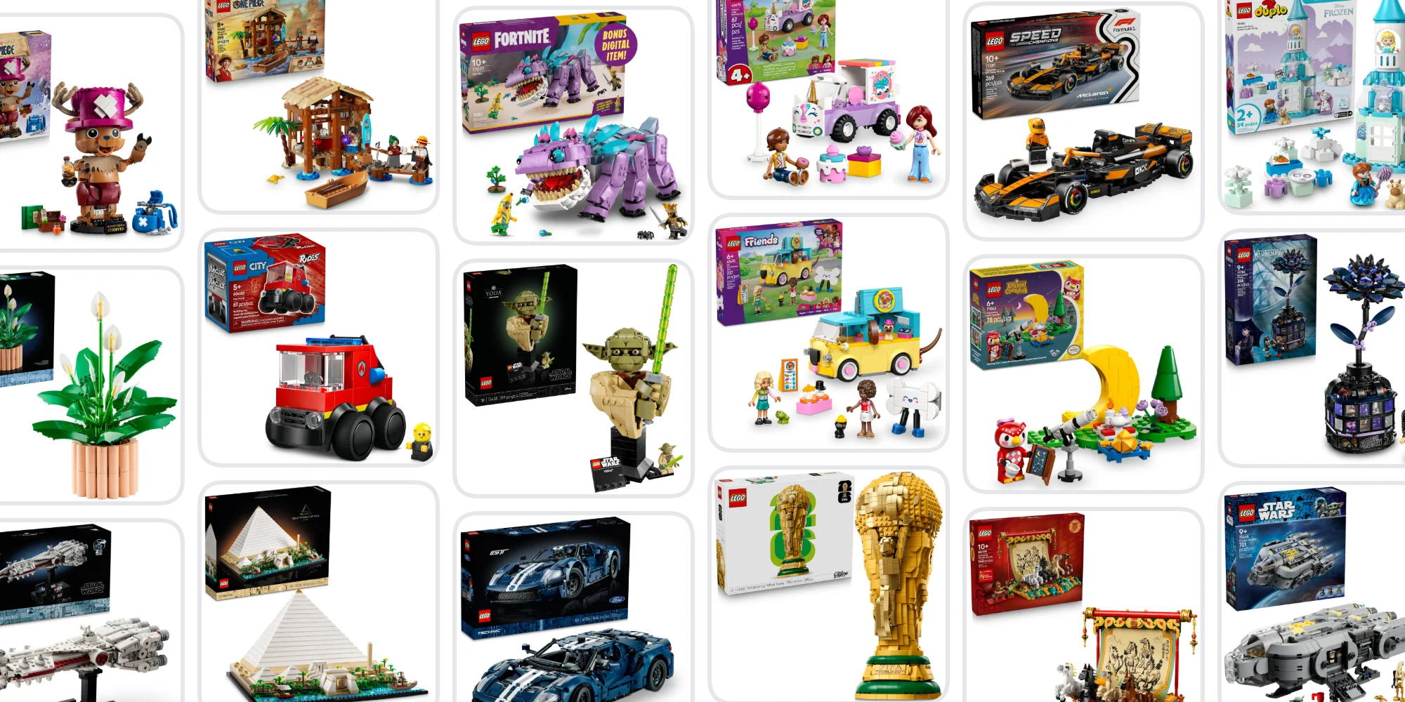 A collage of toys
