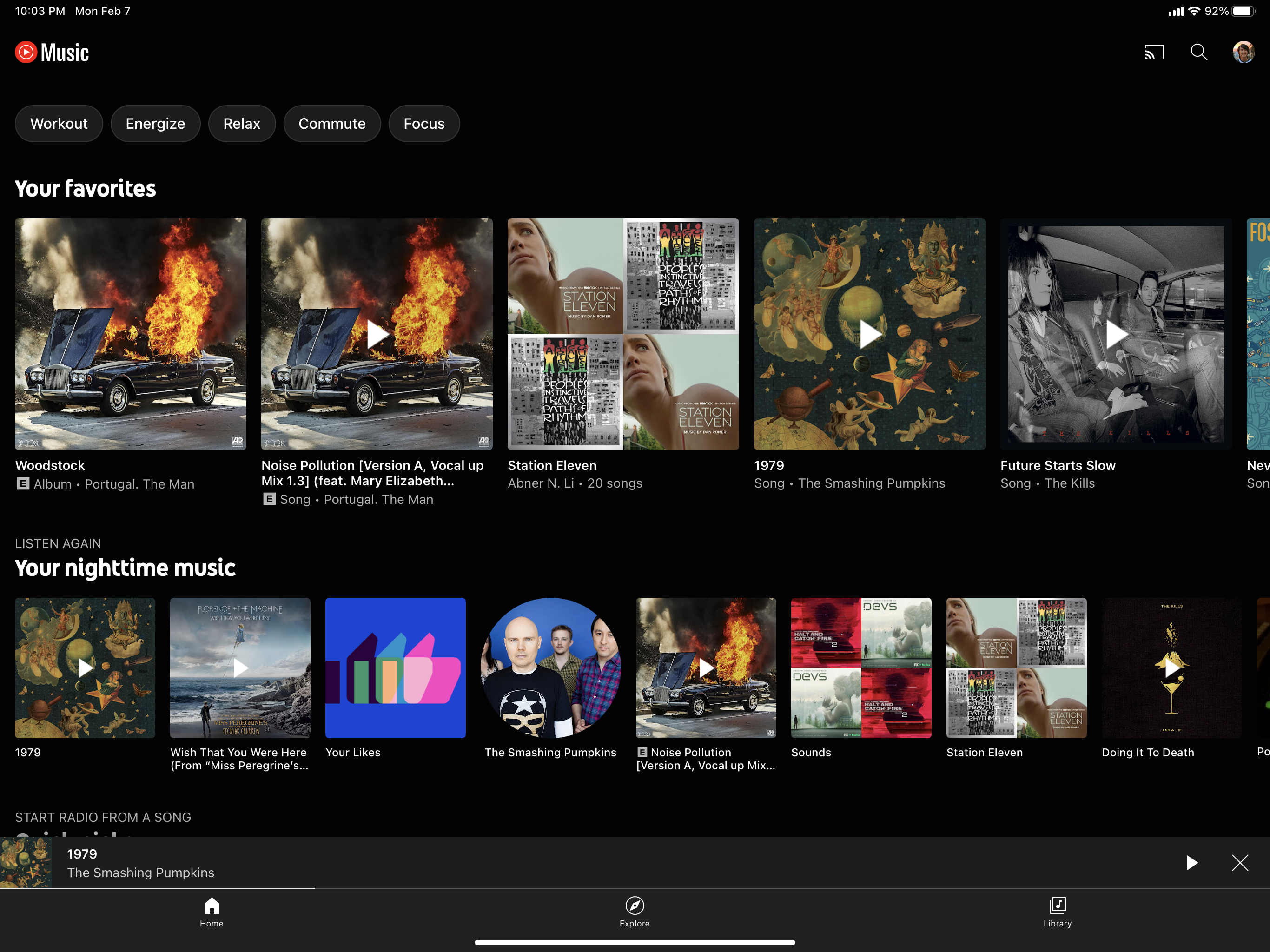 YouTube Music tablet