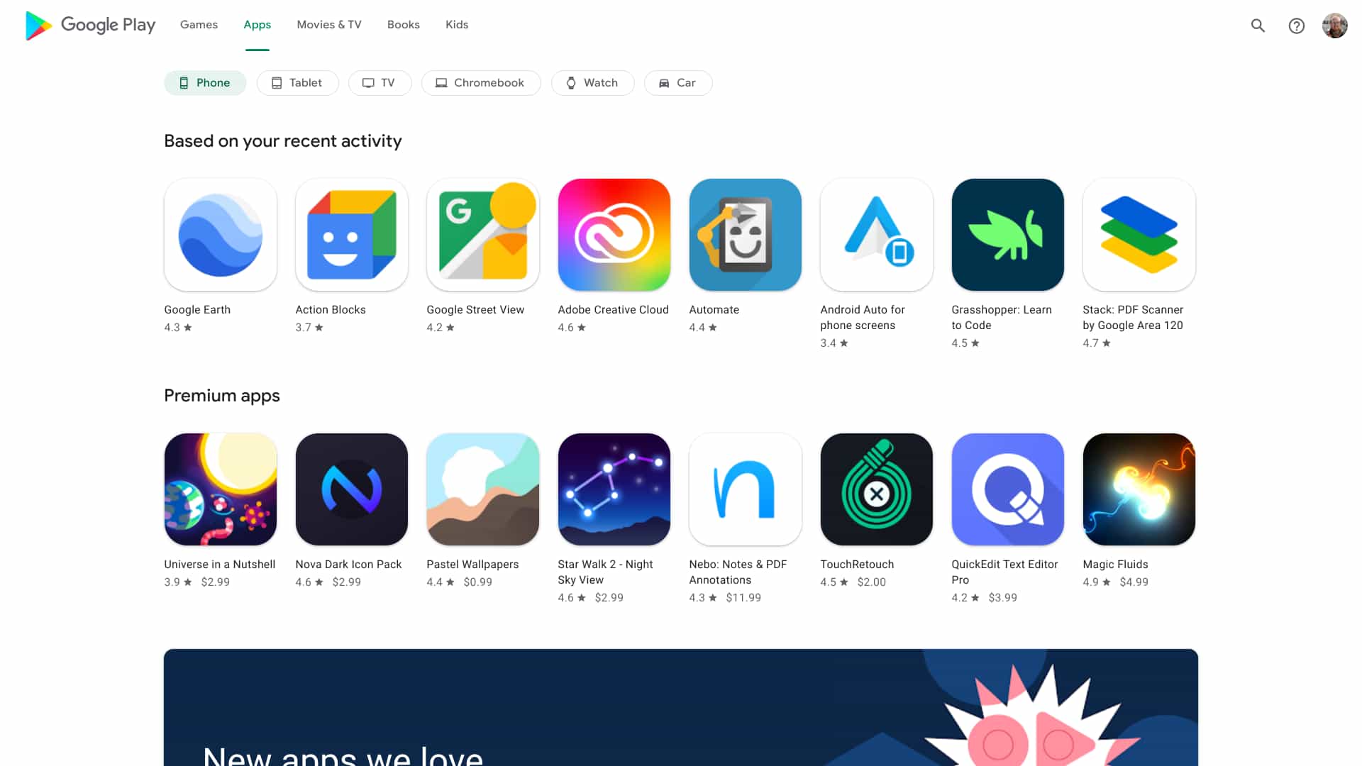 Google Play web redesign
