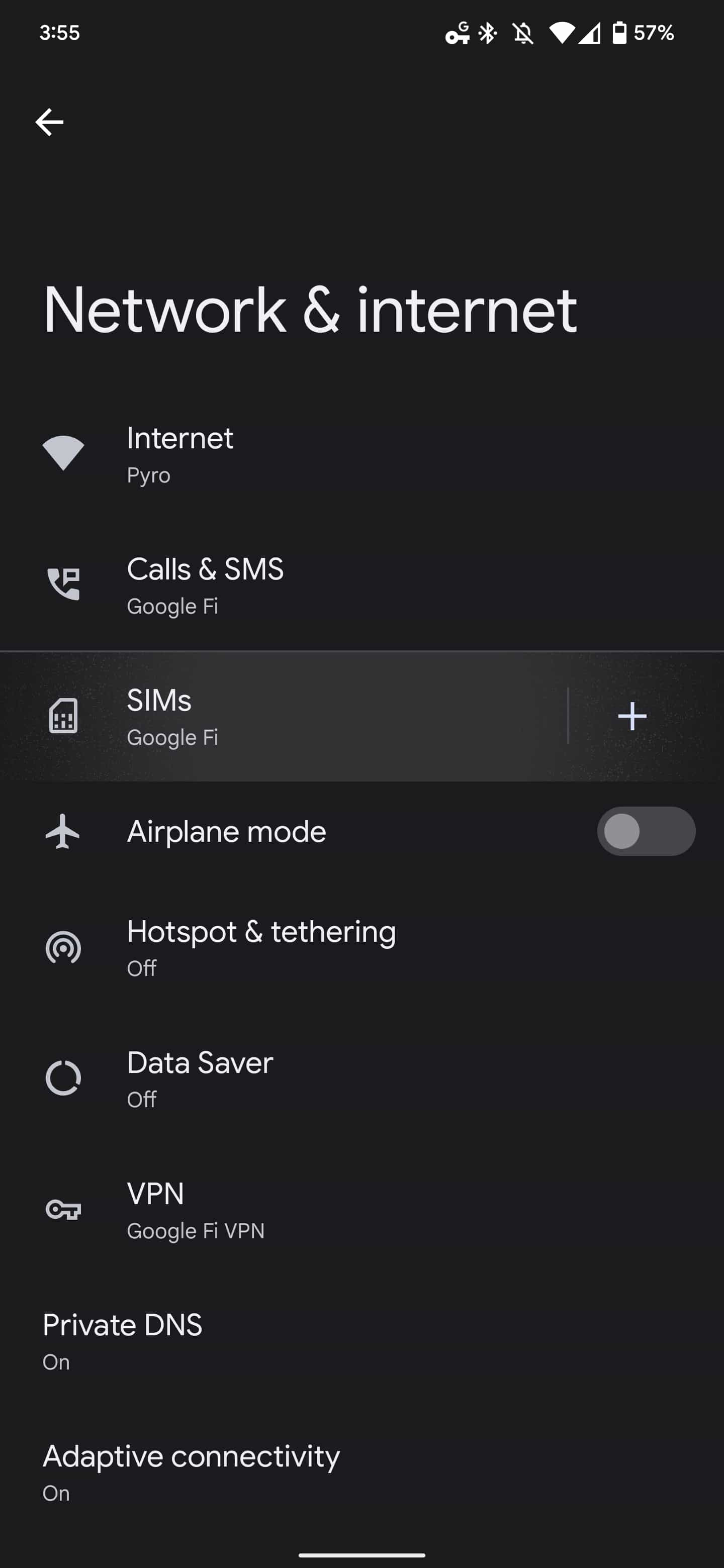 Google Fi W+ network-