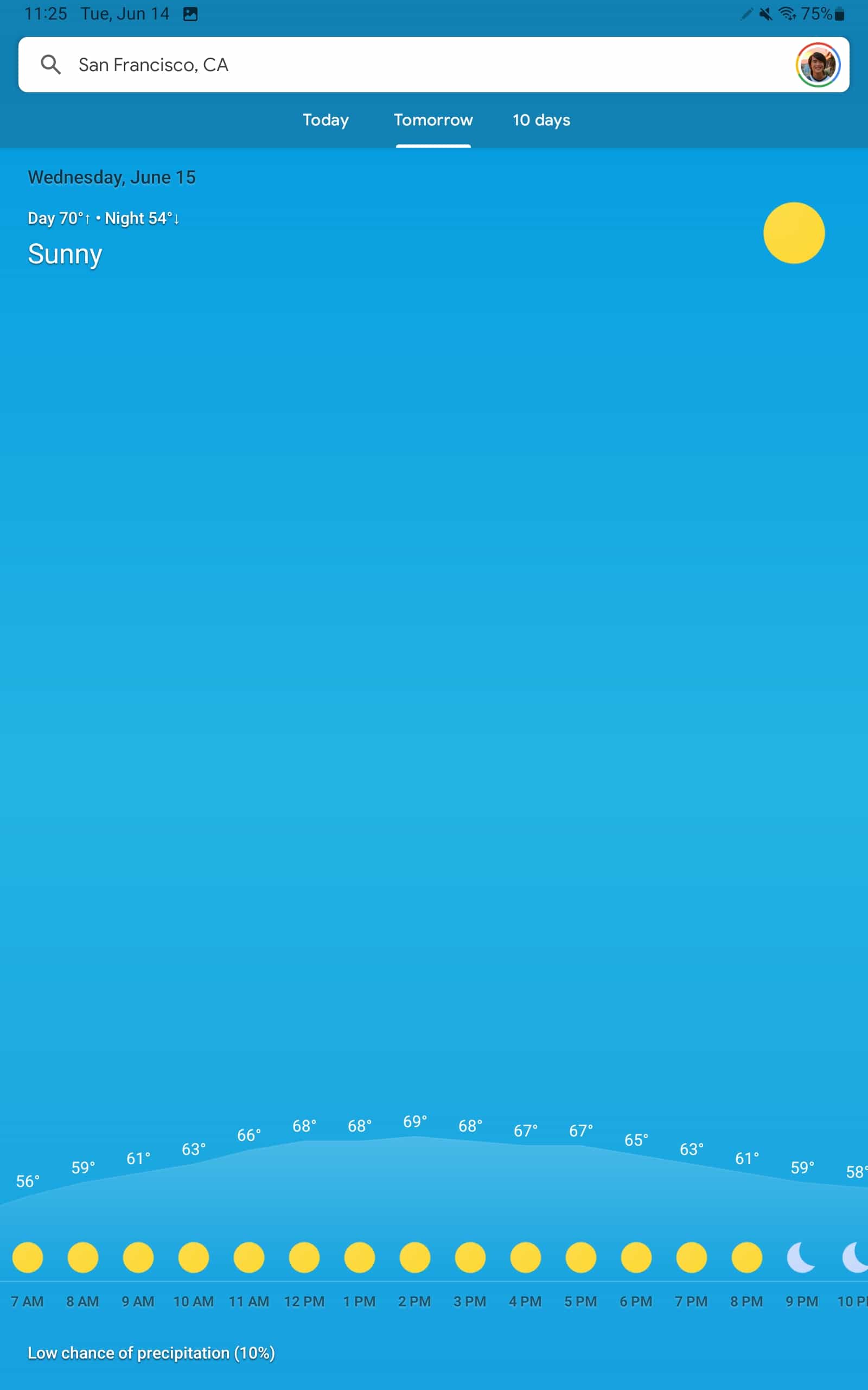 Google Weather Android tablet