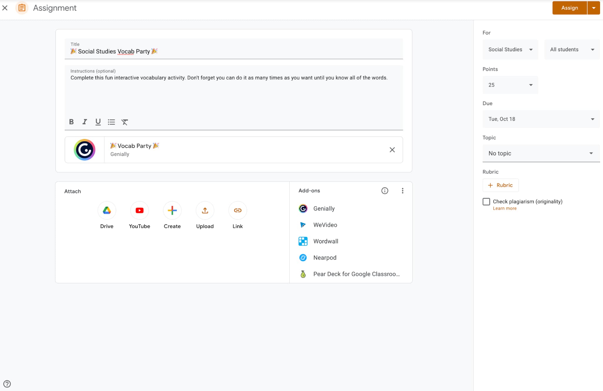 Google Classroom add-ons