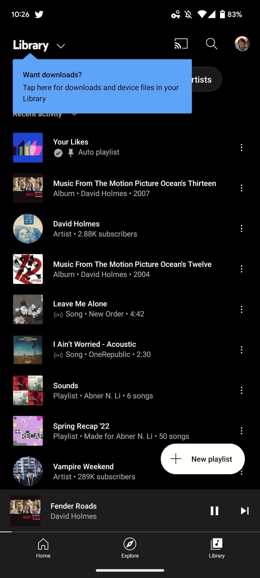 YouTube Music Library redesign