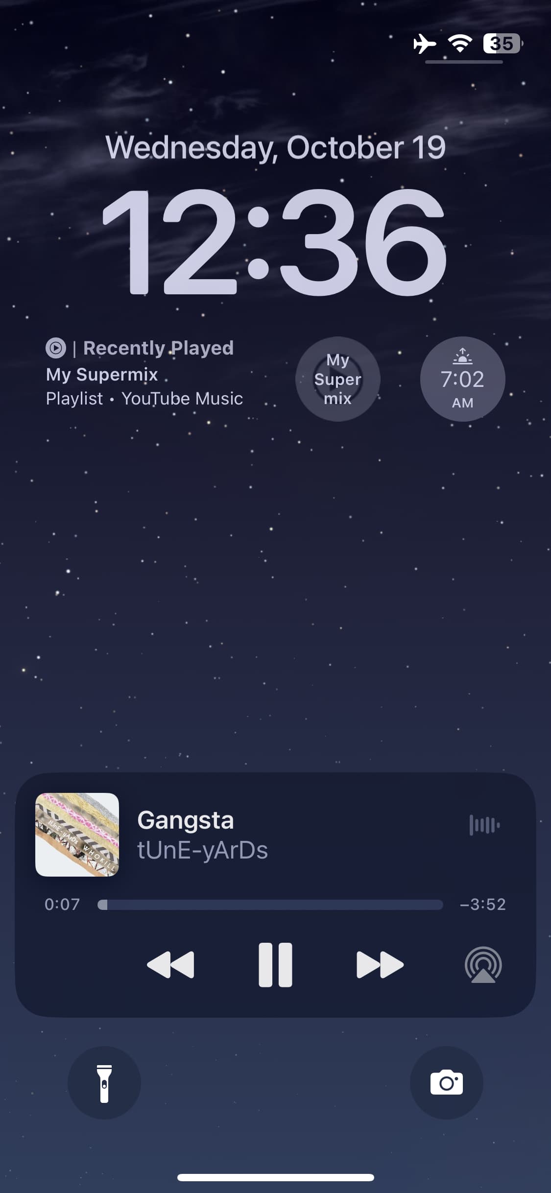 YouTube Music lock screen widget