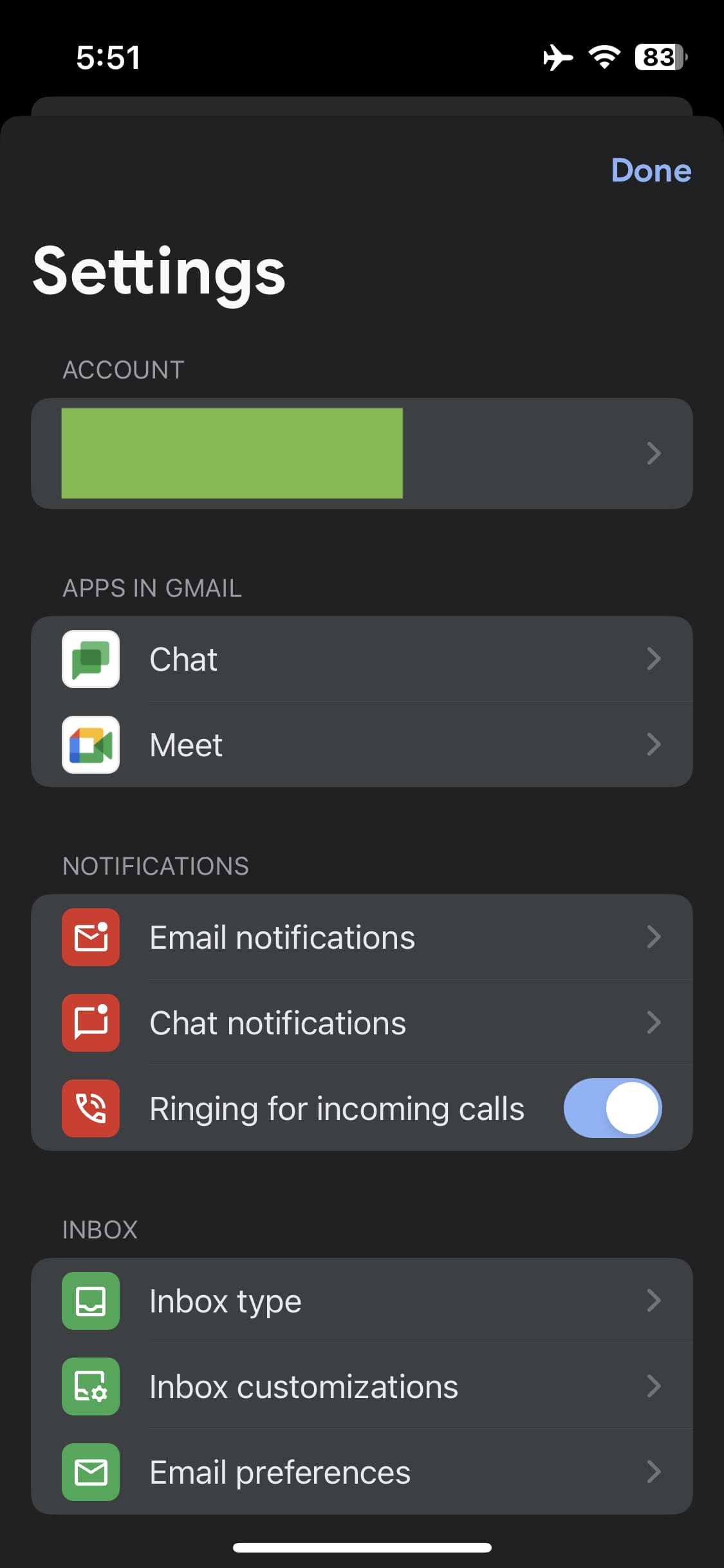Gmail settings redesign