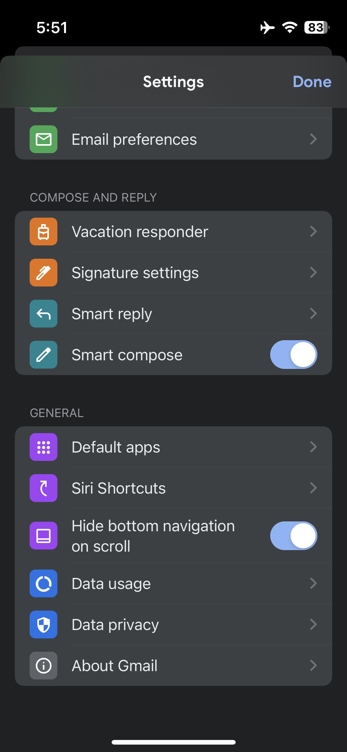 Gmail settings redesign