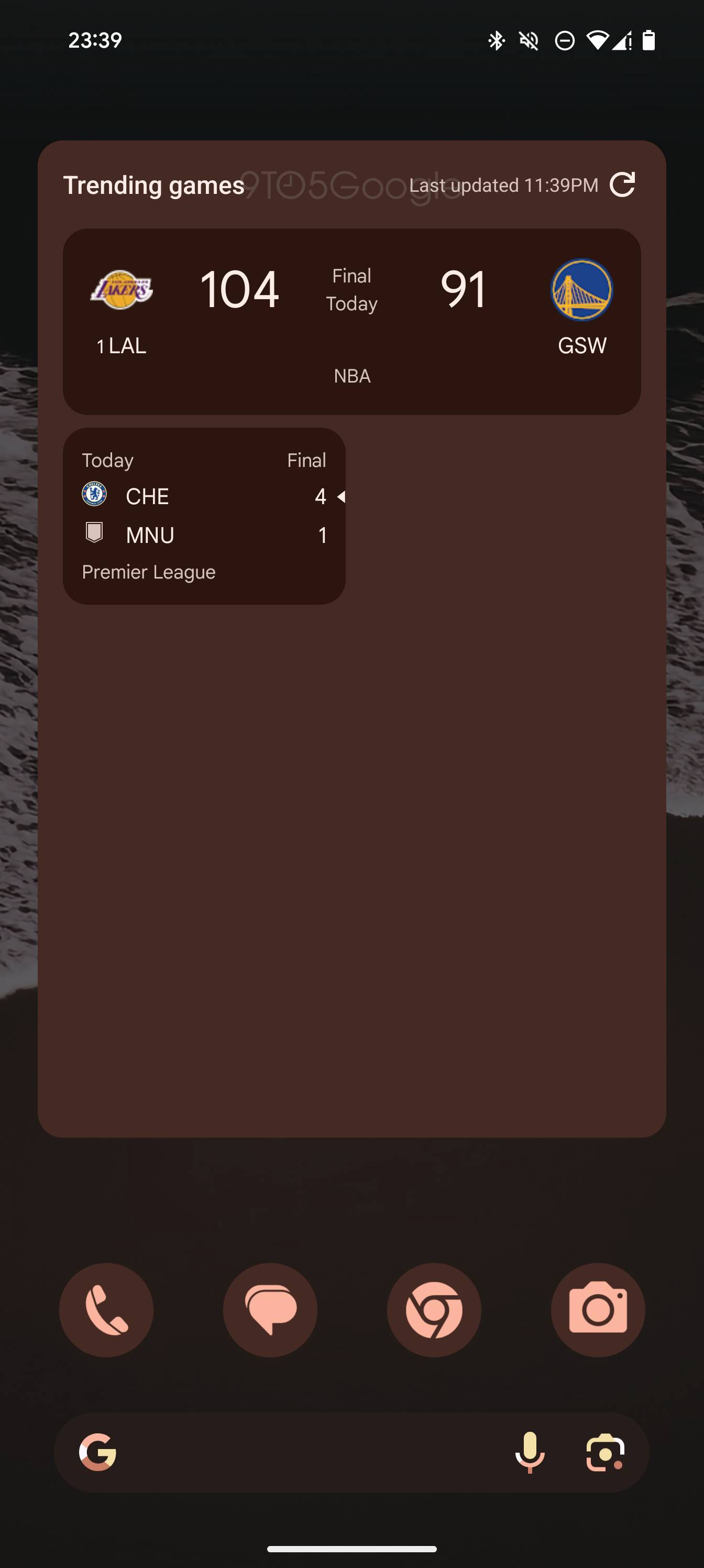 Google Sports widget