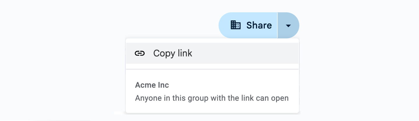 Google Docs share dropdown