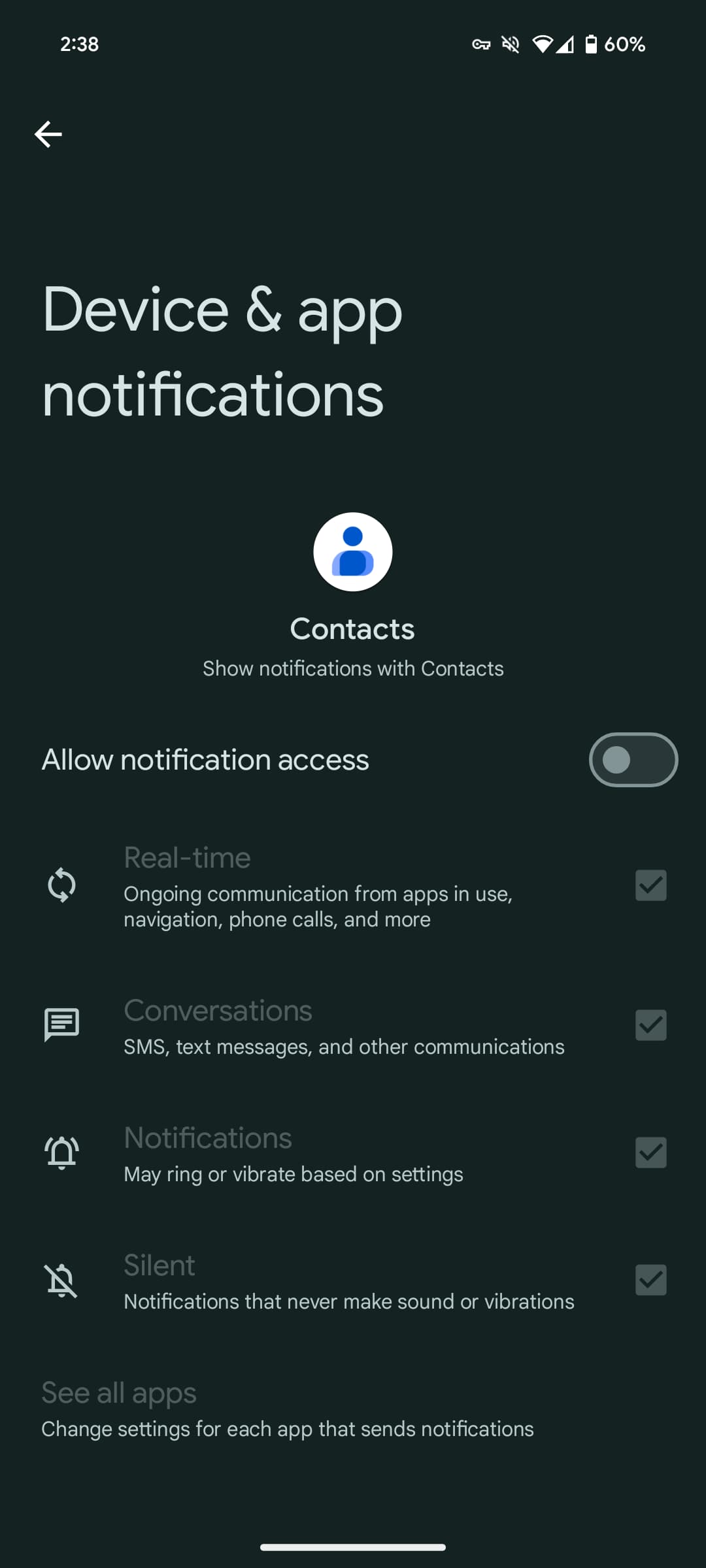 Google Contacts widget notifications