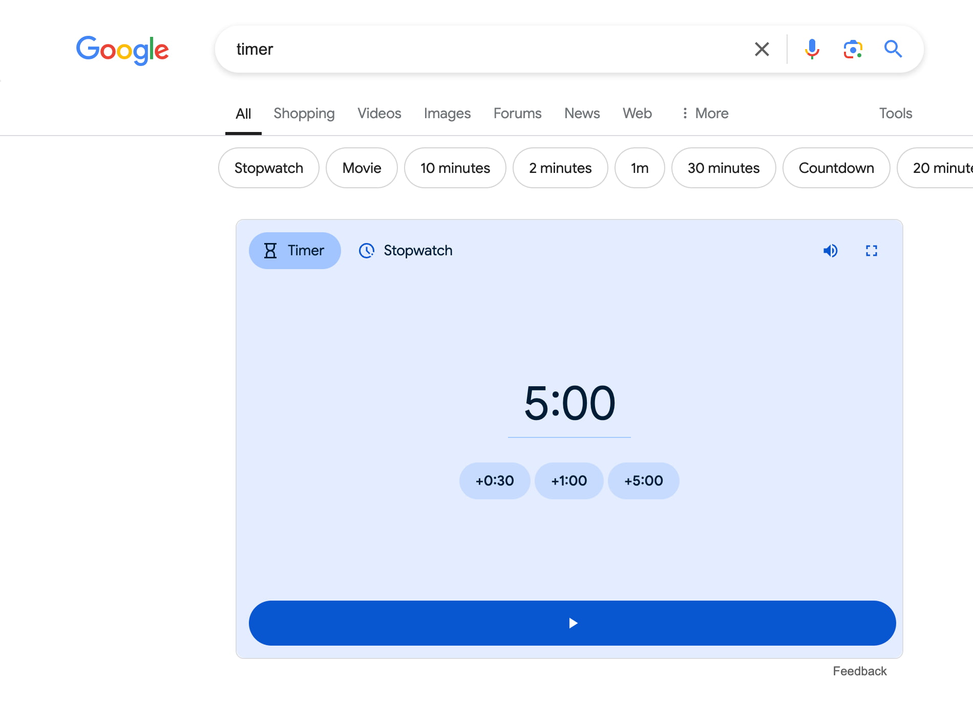 Google Search timer