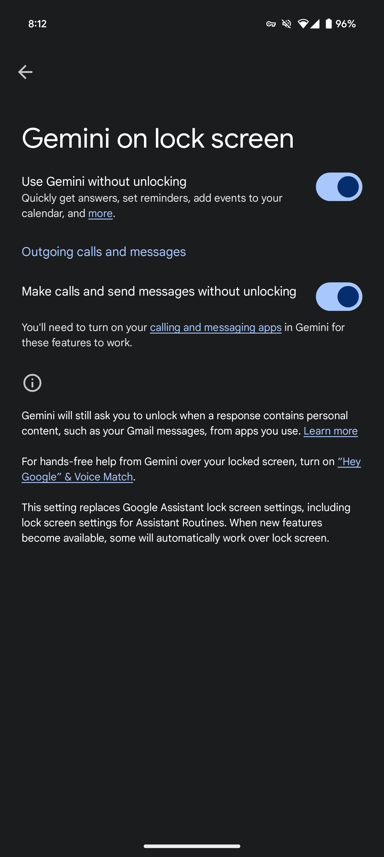 Gemini call message unlocking