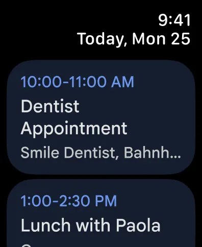 Google Calendar Apple Watch