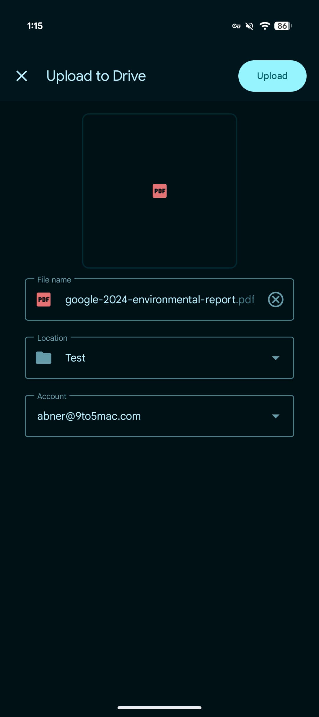 Google Drive file upload