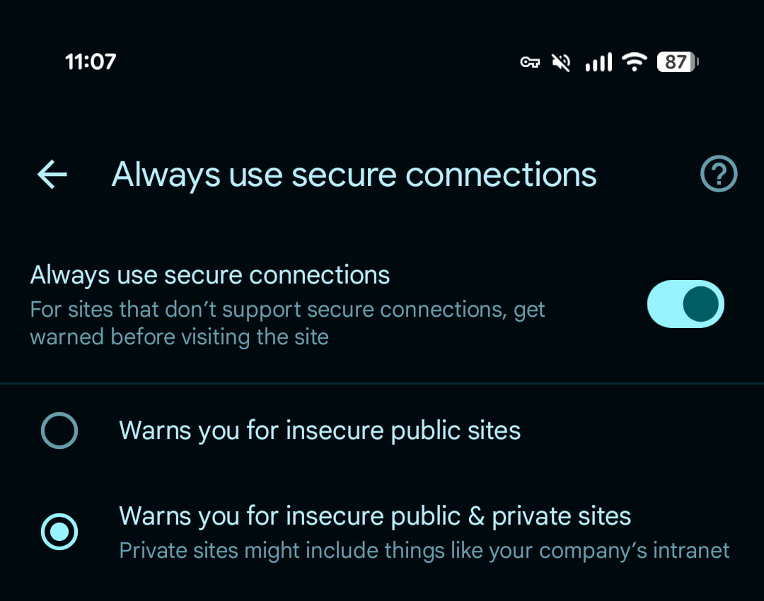 Chrome Android Advanced Protection