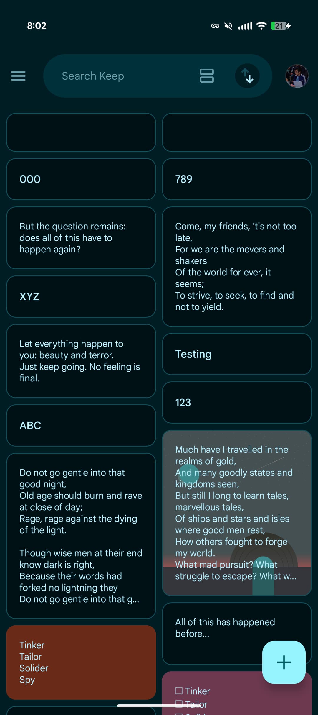 Google Keep sort