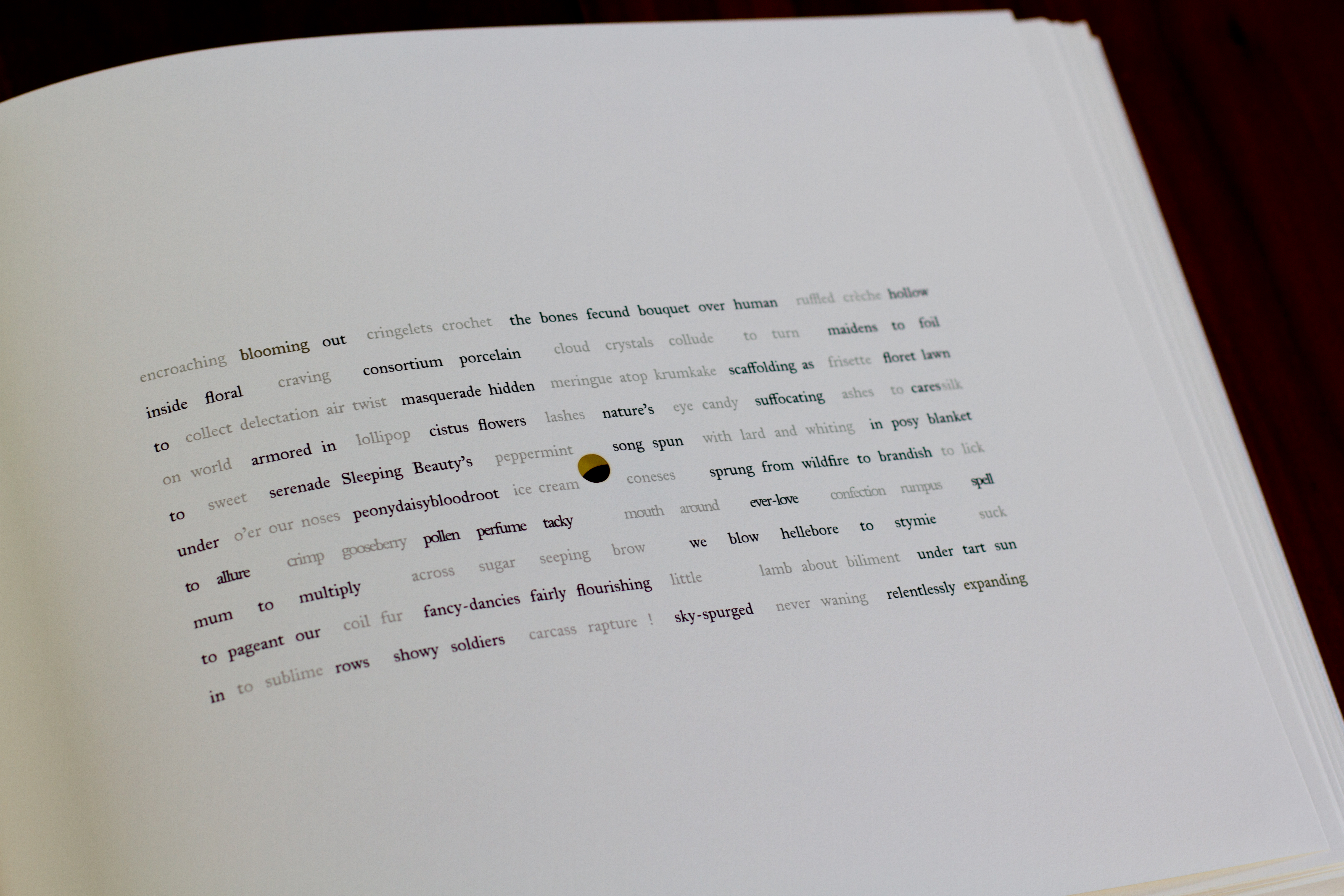 The laser-cut openings coalesce into a pinhole that begins to reveal the iPad below.