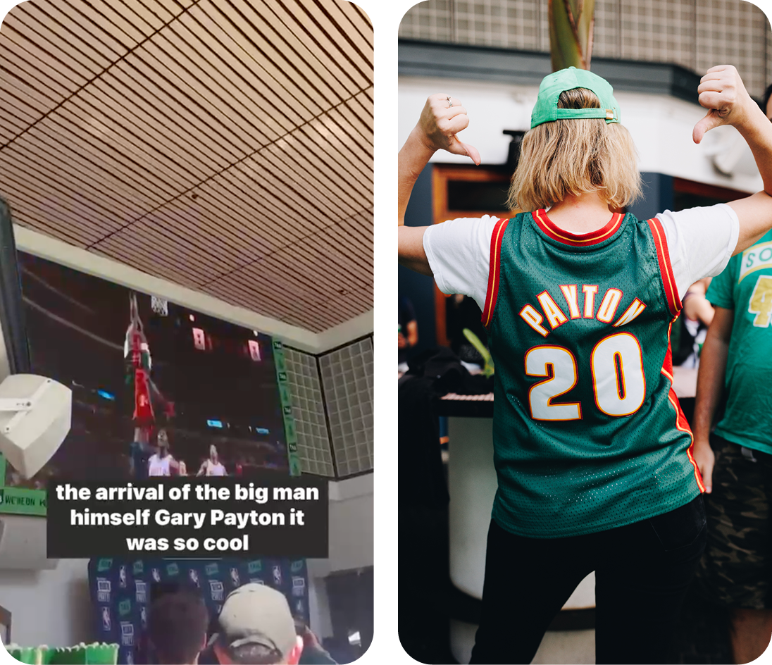 Instagram story of a woman wearing a Gary Payton jersey | AW