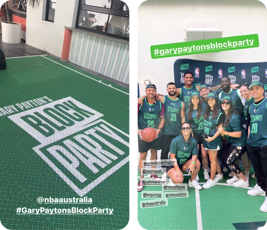 Instagram story Gary Payton's Block Party NBA event | AW