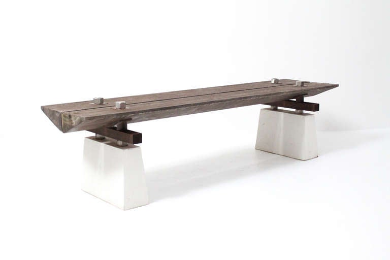 Bench designed by paul mccobb for directional near 1950. 1980s Post Modern Minimalist Architectural Outdoor Bench