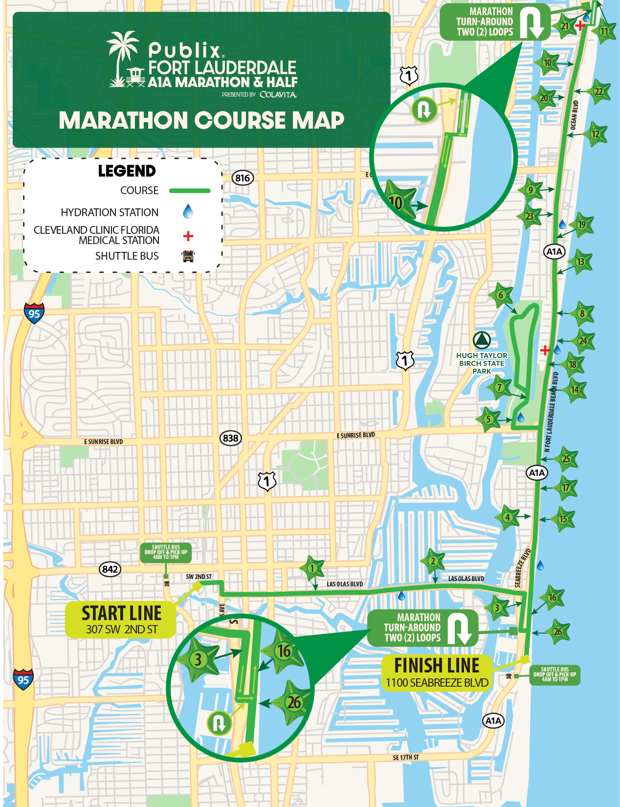 Publix Fort Lauderdale A1A Marathon 2026 2025 Results 2025 A1A Marathon Map 