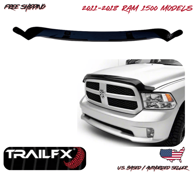 2011-2018 Ram 1500 SLT Bolt-On Hood Bug Shield Raised Mnt. Deflector - TrailFX
