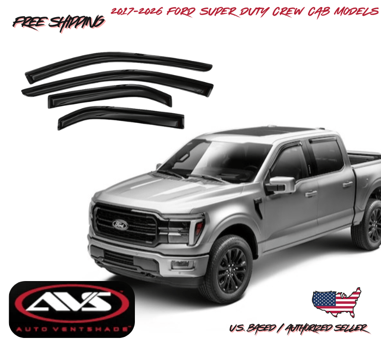 2017-2026 Ford F250 F350 F450 F550 Crew Cab AVS Window Vent Visors Rain Guard