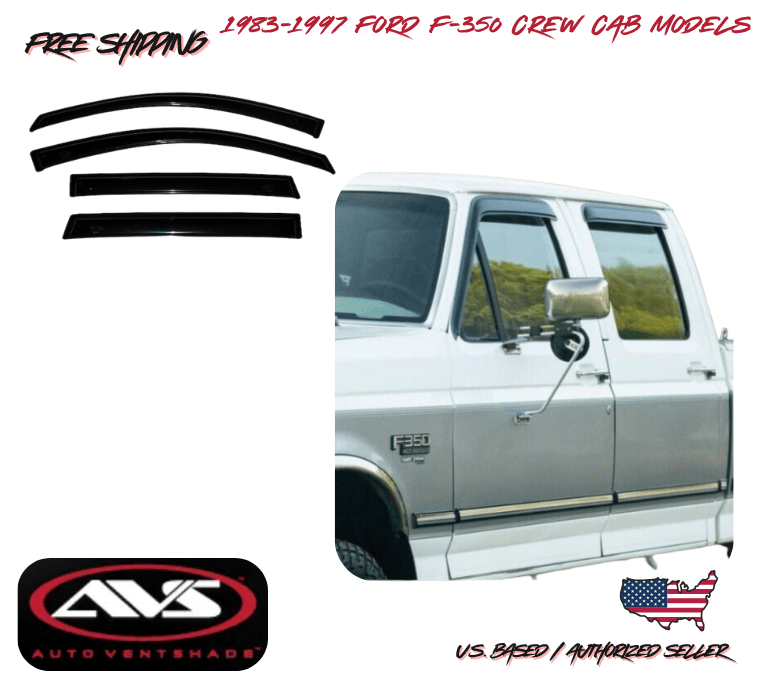 1983-1997 Ford F-350 Crew Cab AVS Window Vent Visors Rain Dust Guard Deflector
