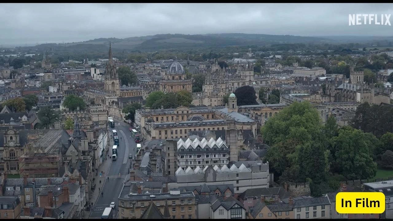 Areial View of Oxford, England in Netflix's My Oxford Year
