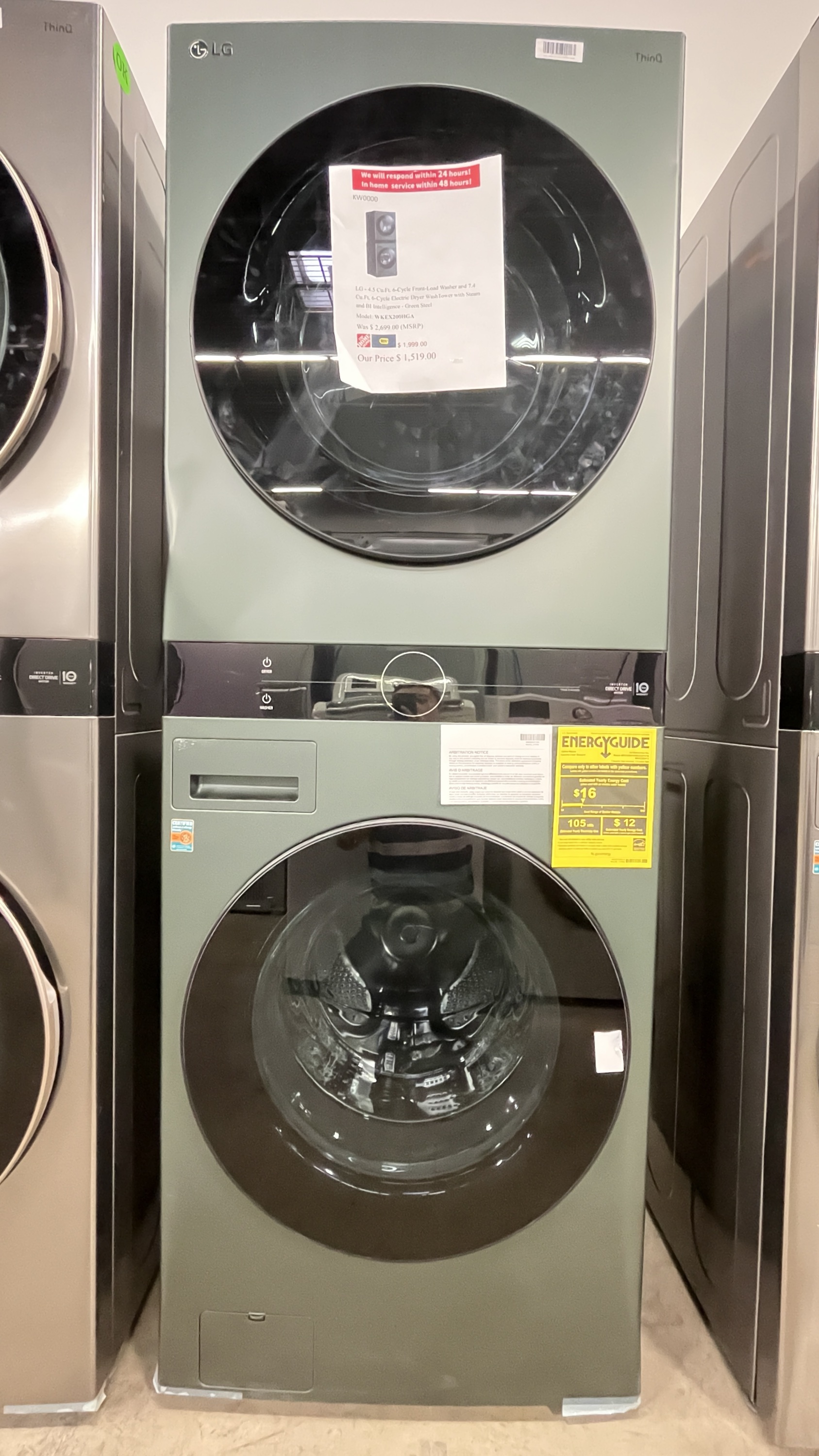 LG 4.5 Cu.Ft. 6Cycle FrontLoad Washer and 7 Cu.Ft. 6Cycle Electric