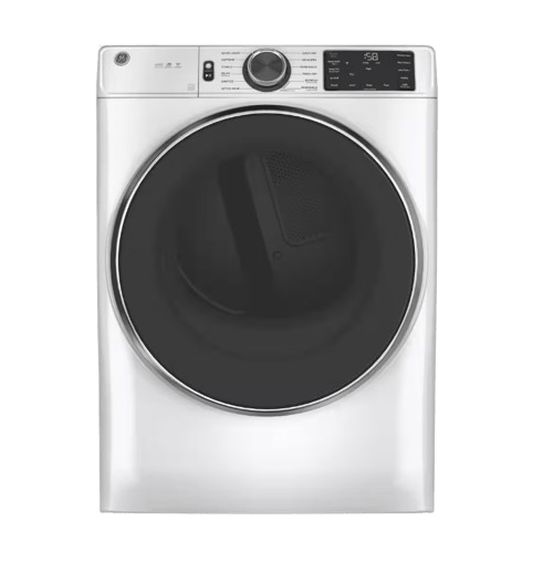 GE 7.8 cu.ft. Smart Front Load Electric Dryer in White with Steam and Sanitize