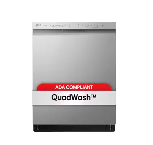 LG 24 in. Stainless Steel Front Control Built-In Dishwasher with Stainless Steel Tub, Quadwash, Dynamic Dry, ADA, 48 dBA