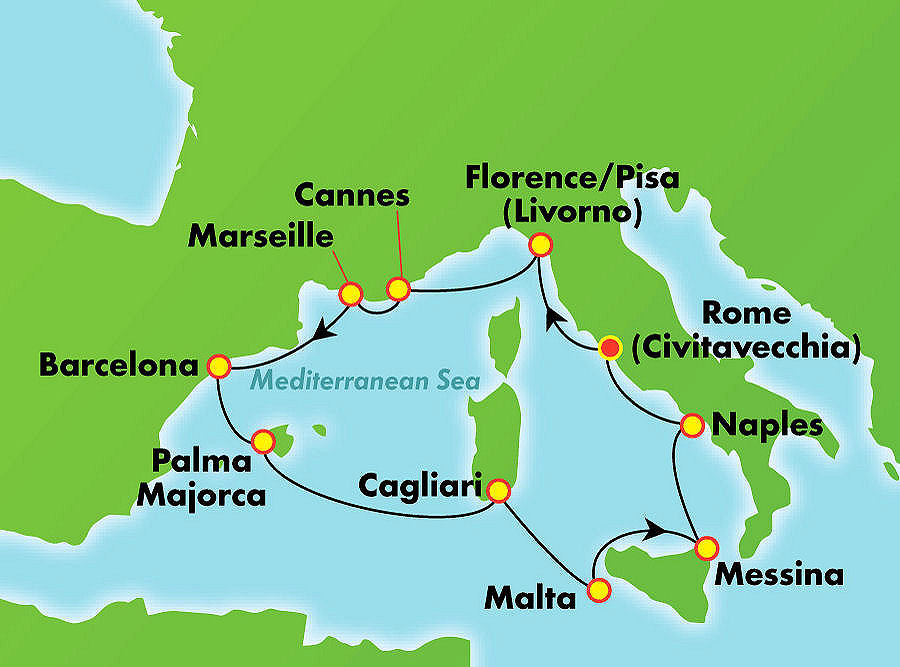 Cruise NCL WMed Map 