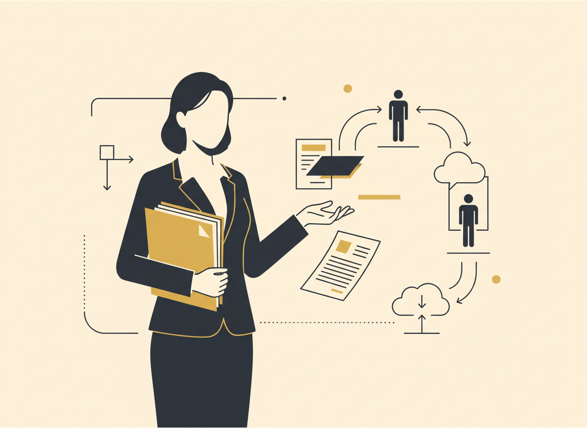 Professional holding organized document folders for secure handling and delivery.