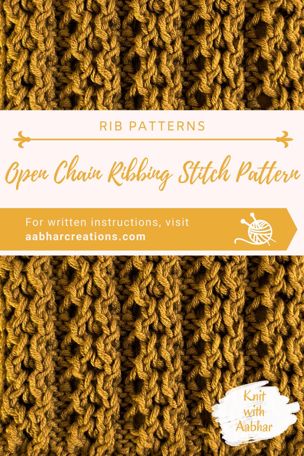 Ribbinb Pattern Open Chain Ribbing Stitch Pattern | Knit with Aabhar | Aabhar Creations