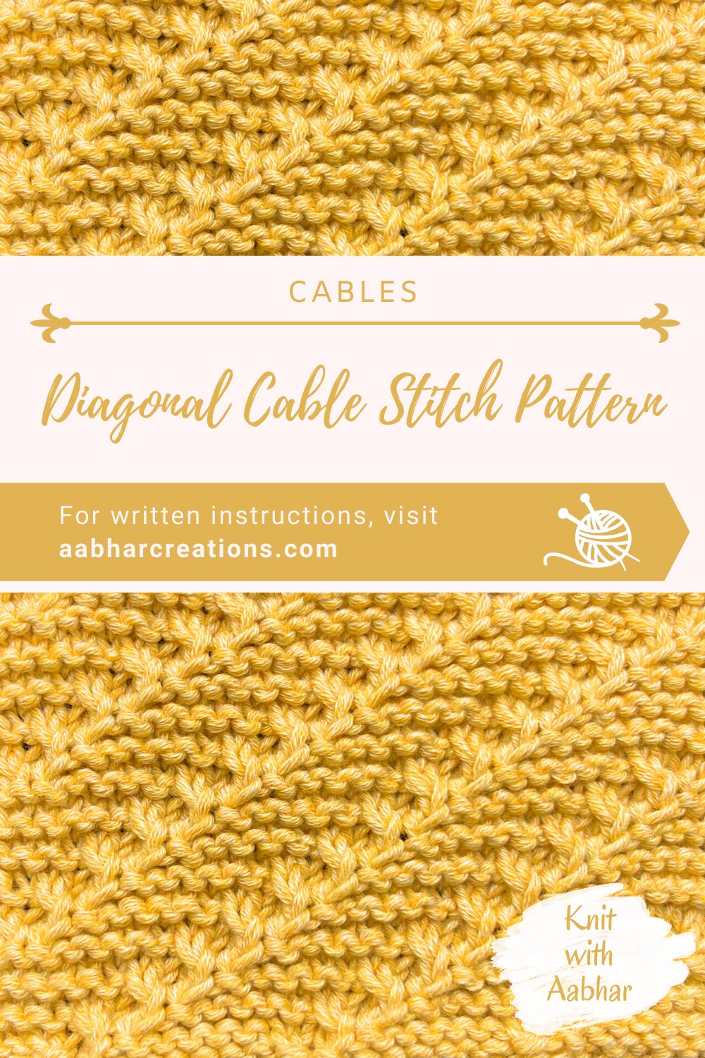 Diagonal Cable Stitch Pattern | Knit with Aabhar | Aabhar Creations