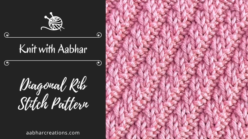 Diagonal Rib Knitting Featured aabharcreations