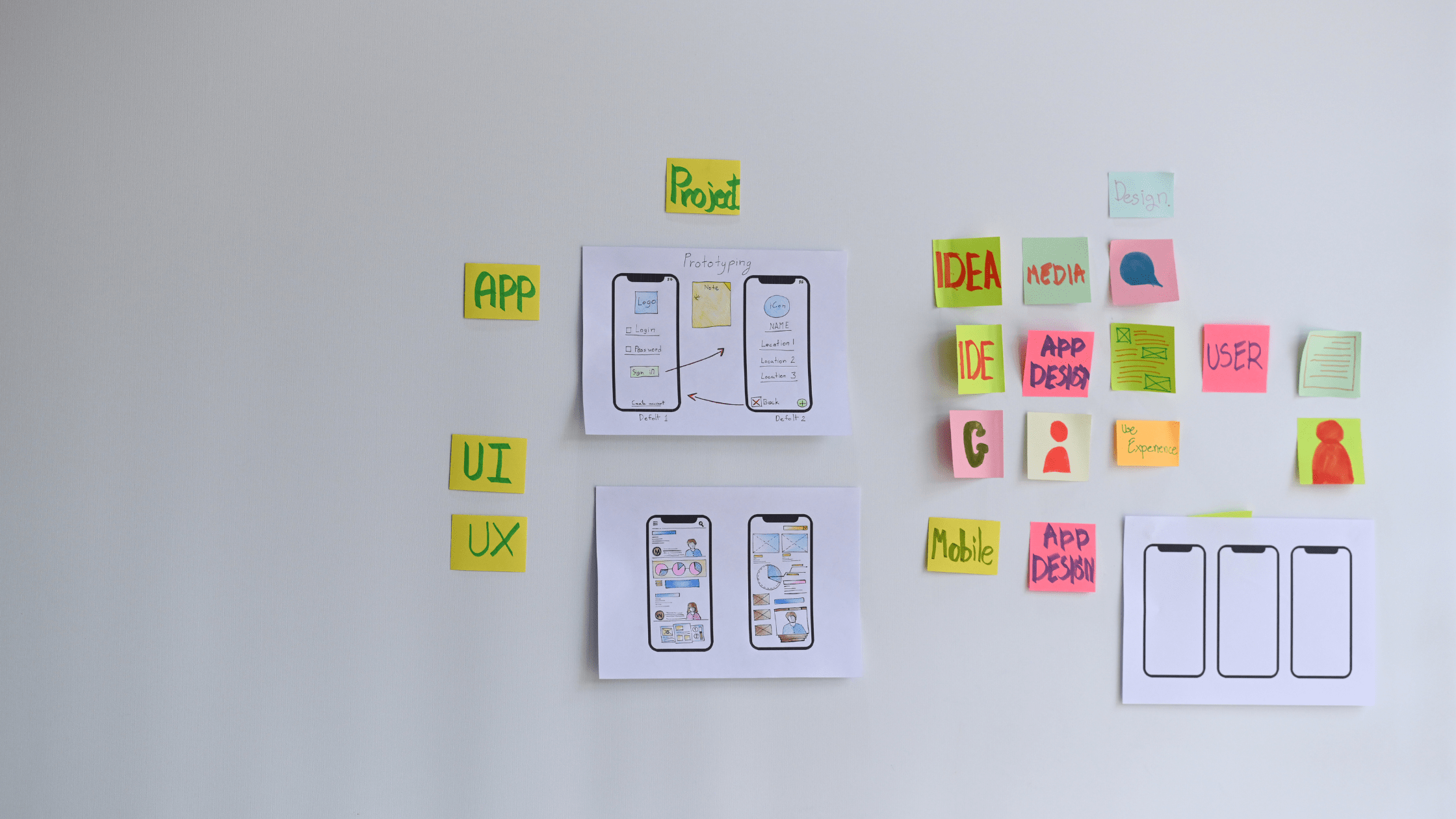 simple website design examples or wireframe sketches of web and mobile