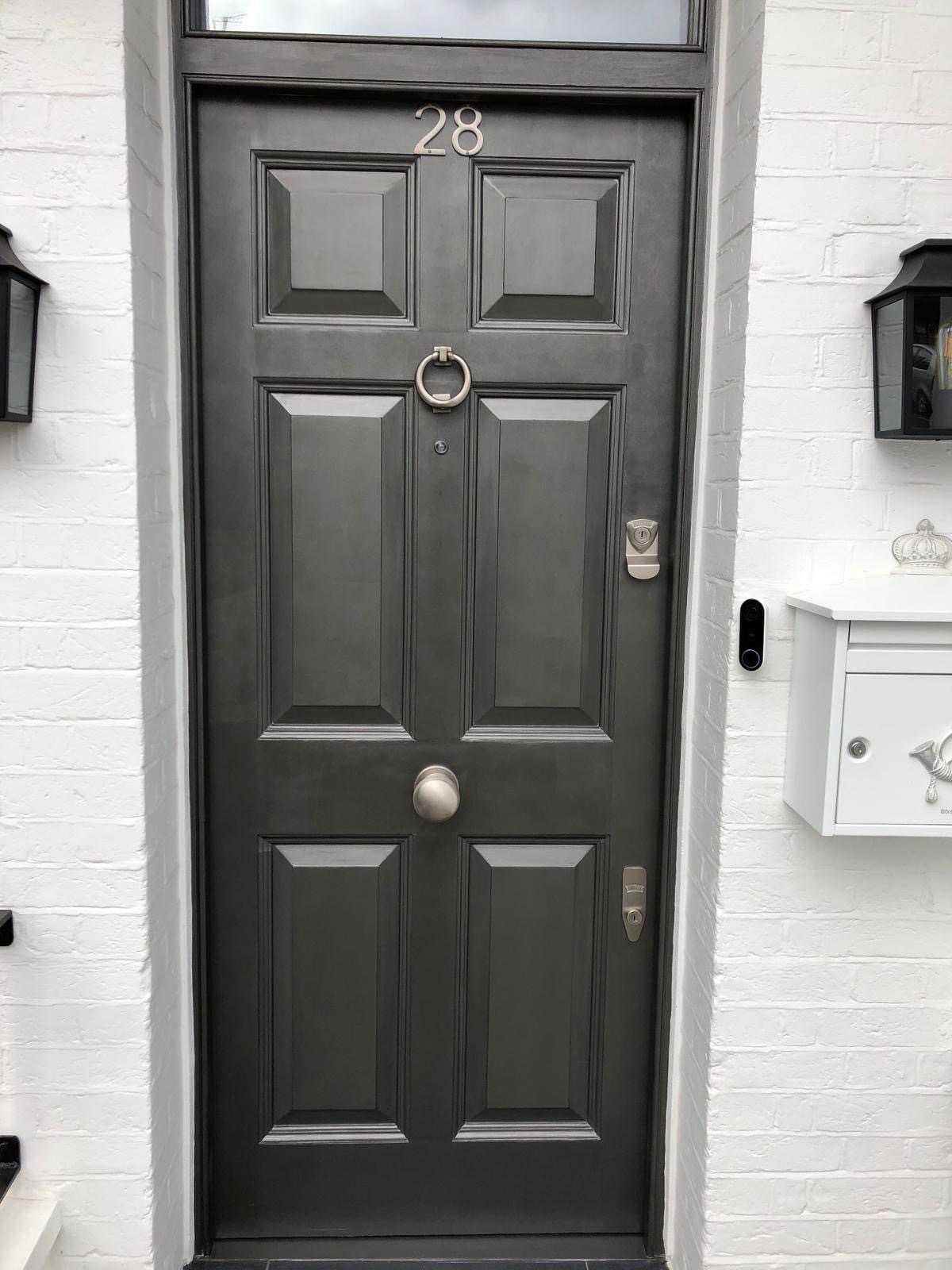 Bespoke hardwood front door made by A&J Joinery, Fulham London