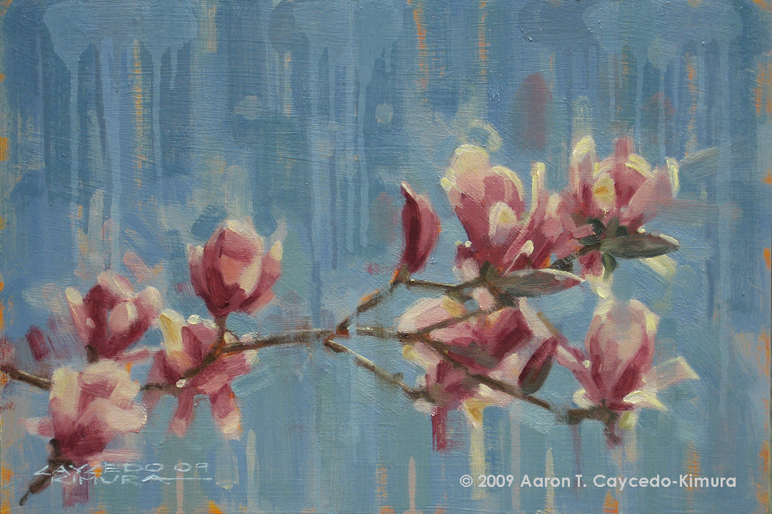 Magnolias. Oil on MDF. 12" x 18". SOLD