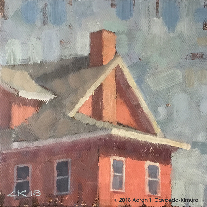 Red House. Oil on Canvas. 8" x 8".